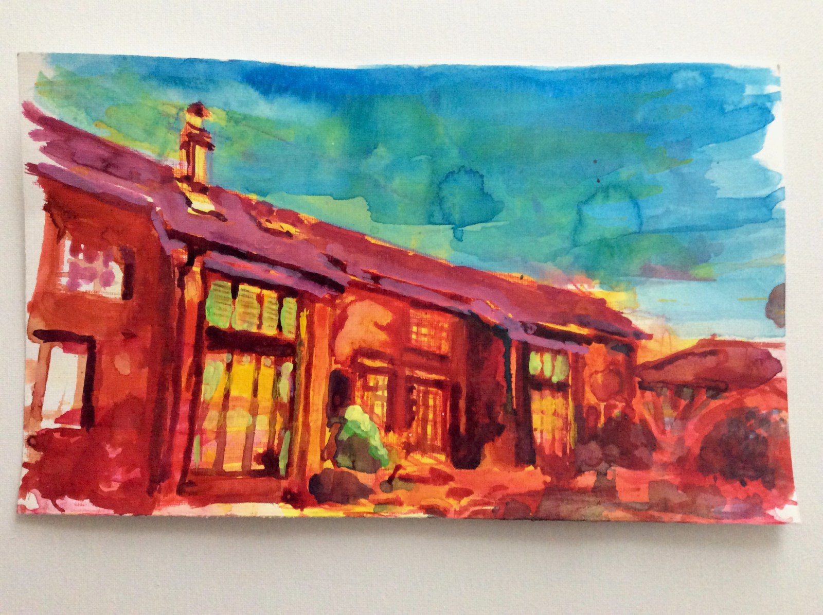 The house in the evening - colour concept for the painting.