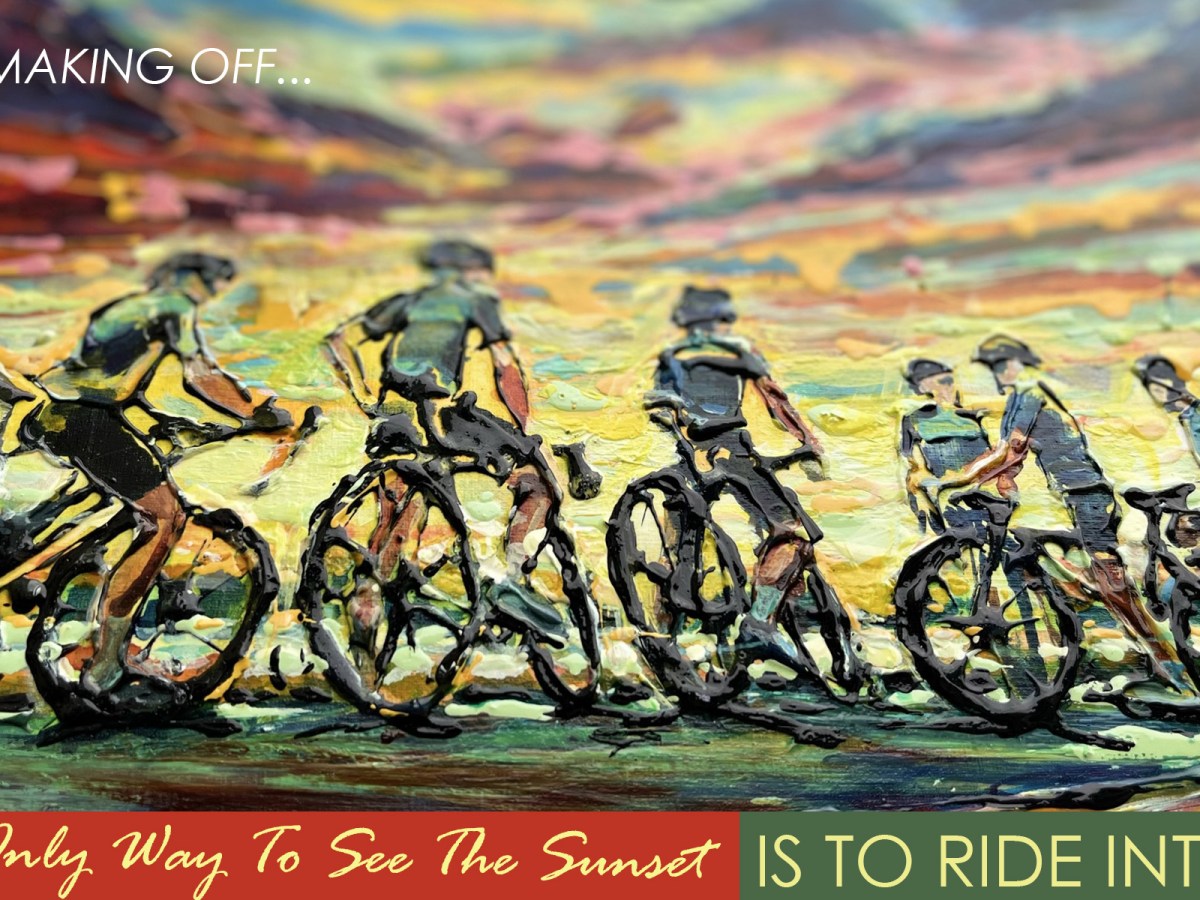 Cyclists Riding Into Sunset – The Process Of Painting in 4&nbsp;Steps